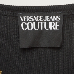 Pre Owned Versace Jeans Couture Black Rib Knit Buckle Detail Tank Top M