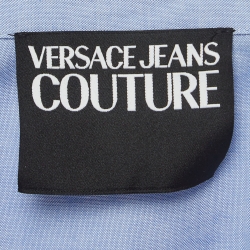 Pre Owned Versace Jeans Couture Blue Printed Cotton and Crepe Paisley Fantasy Shirt M
