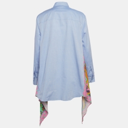Pre Owned Versace Jeans Couture Blue Printed Cotton and Crepe Paisley Fantasy Shirt M