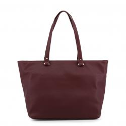 Versace Jeans Dark Red Faux Pebbled Leather Shopper Tote