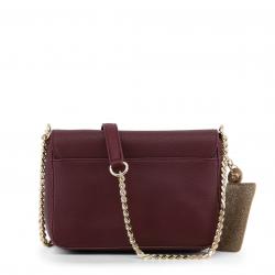 Pre Owned Versace Jeans Maroon Pebbled Leather Chain Flap Bag