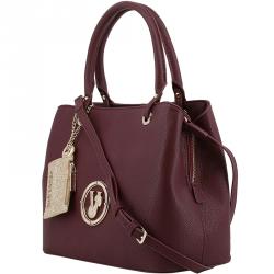 Pre Owned Versace Jeans Maroon Pebbled Leather Tote