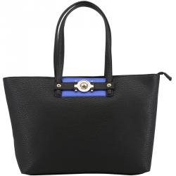Pre Owned Versace Jeans Black Faux Pebbled Leather Shopper Tote