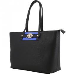 Pre Owned Versace Jeans Black Faux Pebbled Leather Shopper Tote