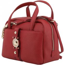 Versace Jeans Red Faux Pebbled Leather Satchel Bag