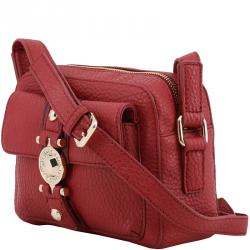 Versace Jeans Red Faux Pebbled Leather Crossbody Bag