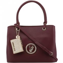 Versace Jeans Maroon Faux Pebbled Leather Tote