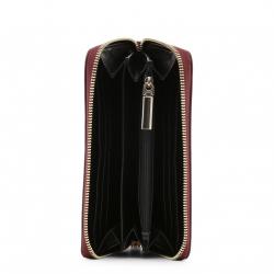 Pre Owned Versace Jeans Burgundy Leather Zip Around Wallet