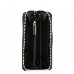 Versace Jeans Black Faux Leather Zip Around Wallet