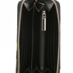 Pre Owned Versace Jeans Multicolor Printed Faux Leather Zip Around Wallet