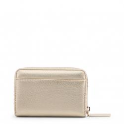 Versace Jeans Metallic Beige Leather Zip Around Coin Purse