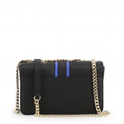 Versace Jeans Black Pebbled Leather Chain Flap Bag