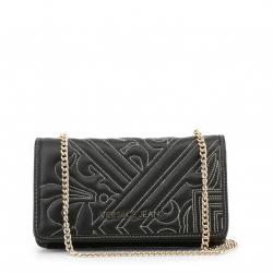 Pre Owned Versace Jeans Black Faux Embossed Leather Chain Clutch Bag