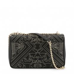 Versace Jeans Black Faux Embossed Leather Chain Shoulder Bag