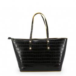 Pre Owned Versace Jeans Black Croc Embosed Faux Leather Shopping Tote