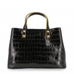 Pre Owned Versace Jeans Black Croc Embosed Faux Leather Tote