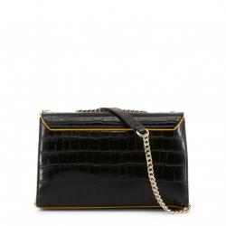 Pre Owned Versace Jeans Black Croc Embosed Faux Leather Chain Shoulder Bag