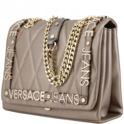 Pre Owned Versace Jeans Brown Faux Quilted Leather Crossbody Bag