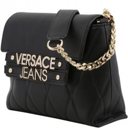 Pre Owned Versace Jeans Black Faux Quilted Leather Shoulder Bag