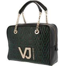 Pre Owned Versace Jeans Black Signature Faux Leather Satchel Bag