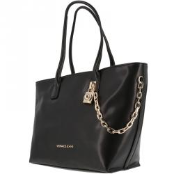 Pre Owned Versace Jeans Black Faux Leather Shopping Tote