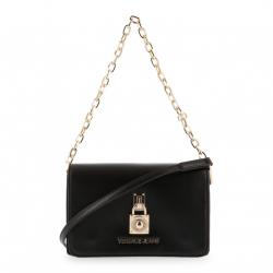 Versace Jeans Black Leather Chain Flap Bag