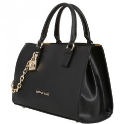 Pre Owned Versace Jeans Black Faux Leather Tote