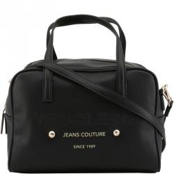 Versace Jeans Black Pebbled Leather Satchel Bag