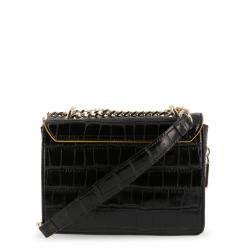 Pre Owned Versace Jeans Black Croc Embosed Leather Chain Crossbody Bag