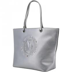 Versace Jeans Silver Faux Leather Shopper Tote