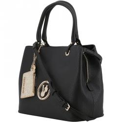 Pre Owned Versace Jeans Black Pebbled Faux Leather Tote