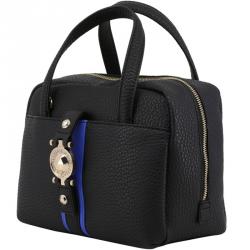 Pre Owned Versace Jeans Black Pebbled Faux Leather Satchel Bag