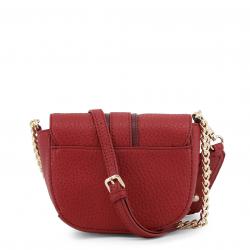 Pre Owned Versace Jeans Red Pebbled Faux Leather Chain Crossbody Bag