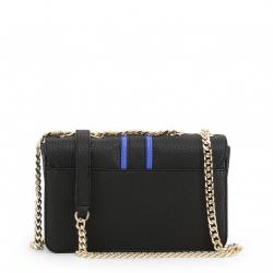 Pre Owned Versace Jeans Black Pebbled Faux Leather Chain Flap Bag