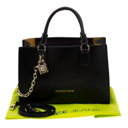 Pre Owned Versace Jeans Black Faux Leather Top Handle Bag