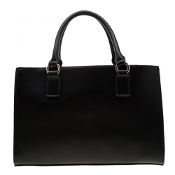 Pre Owned Versace Jeans Black Faux Leather Top Handle Bag