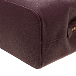 Pre Owned Versace Jeans Burgundy Faux Pebbled Leather Top Handle Bag