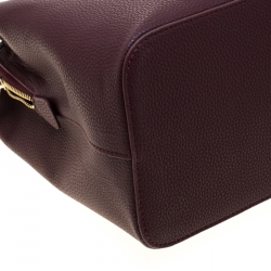 Pre Owned Versace Jeans Burgundy Faux Pebbled Leather Top Handle Bag