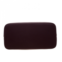 Pre Owned Versace Jeans Burgundy Faux Pebbled Leather Top Handle Bag