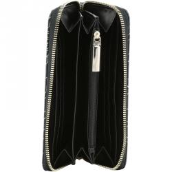 Pre Owned Versace Jeans Black Faux Quilted Leather Zip Around Wallet