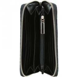 Versace Jeans Black Faux Signature Leather Zip Around Wallet