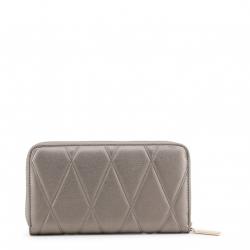 Versace Jeans Metallic Grey Faux Quilted Leather Zip Around Wallet