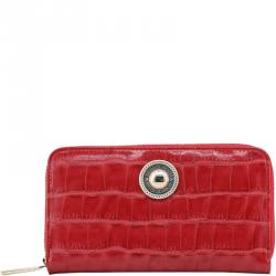 Versace Jeans Red Faux Embossed Leather Zip Around Wallet