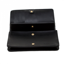 Pre Owned Versace Jeans Black Quilted Faux Leather Chain Clutch Bag