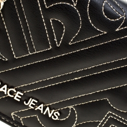 Pre Owned Versace Jeans Black Quilted Faux Leather Chain Clutch Bag