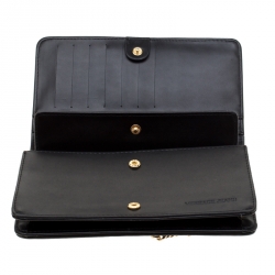 Pre Owned Versace Jeans Black Quilted Faux Leather Chain Clutch Bag