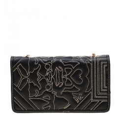 Pre Owned Versace Jeans Black Quilted Faux Leather Chain Clutch Bag