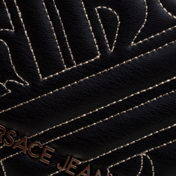 Pre Owned Versace Jeans Black Quilted Faux Leather Chain Clutch Bag