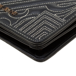 Pre Owned Versace Jeans Black Quilted Faux Leather Chain Clutch Bag