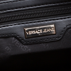 Versace Jeans Red Pebbled Faux Leather Satchel